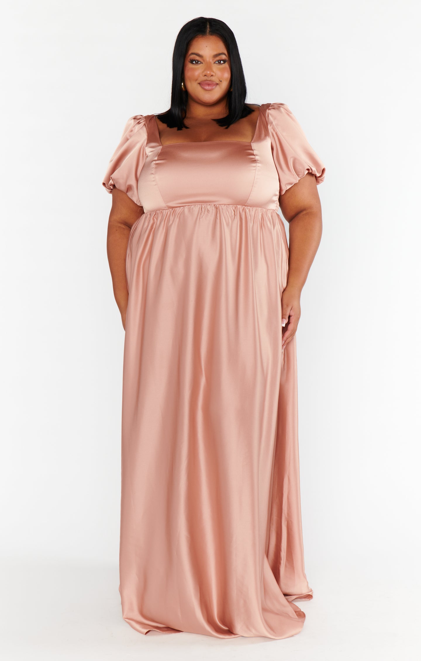 Nora Maxi Dress, in Rose Gold Luxe Satin, Size: 2X | Show Me Your Mumu | Bridesmaid Dresses Nora Maxi Dress, in Rose Gold Luxe Satin, Size: 2X | Show Me Your Mumu | Bridesmaid Dresses
