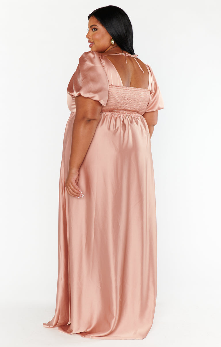 Nora Maxi Dress ~ Rose Gold Luxe Satin Show Me Your Mumu Nora Maxi Dress ~ Rose Gold Luxe Satin Show Me Your Mumu