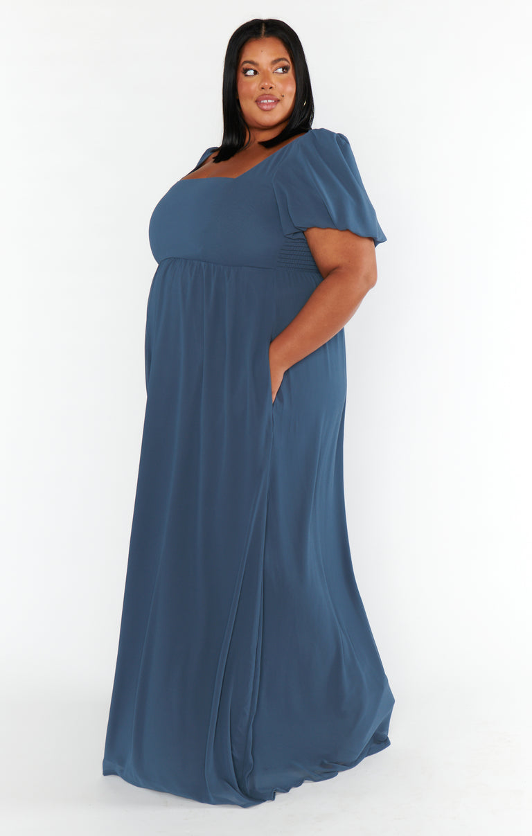 Nora Maxi Dress ~ Slate Blue Chiffon – Show Me Your Mumu