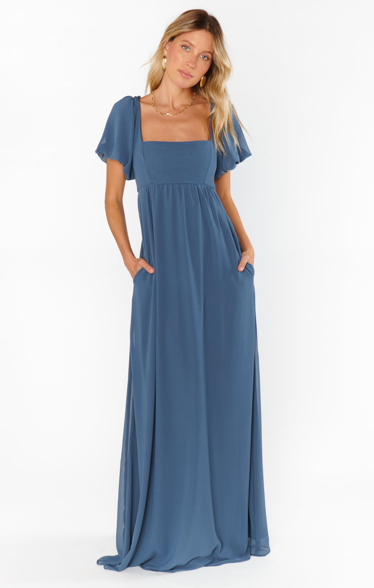 Nora Maxi Dress ~ Slate Blue Chiffon – Show Me Your Mumu