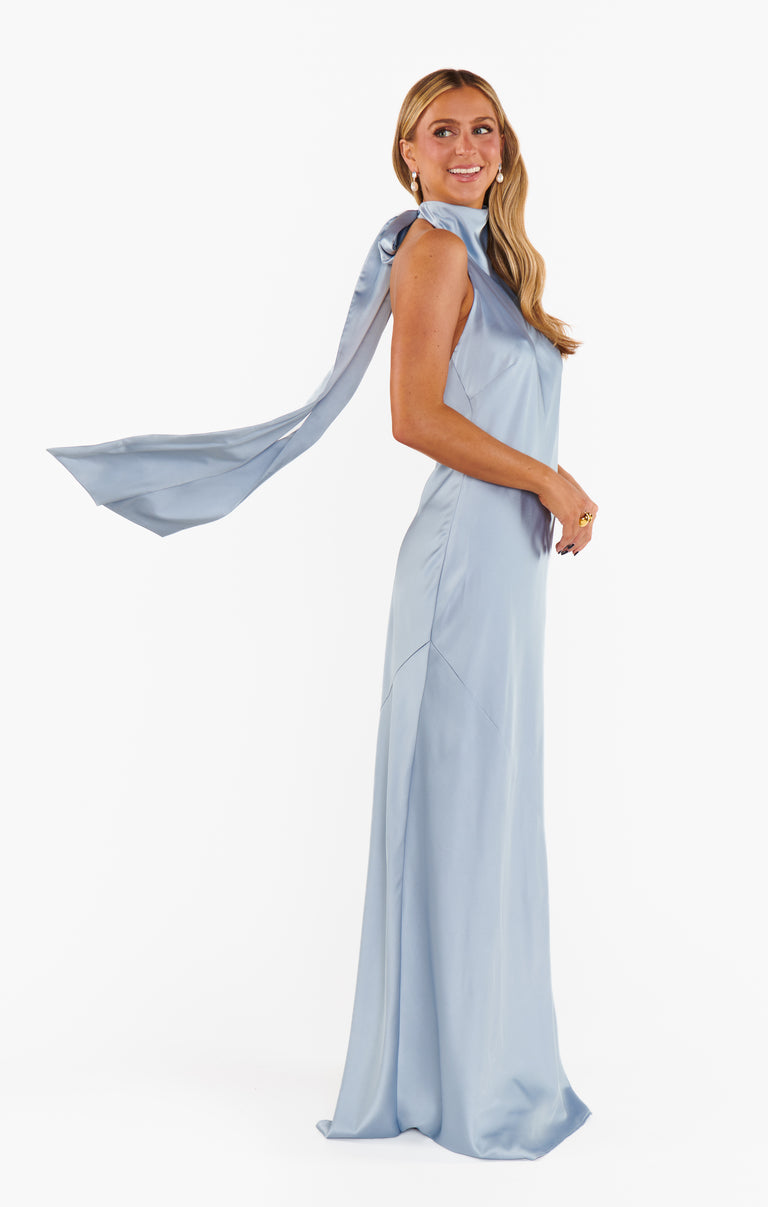 Lisa Maxi Dress, in Steel Blue Luxe Satin, Size: Medium | Show Me Your Mumu | Bridesmaid Dresses & Wedding Attendee Dress Lisa Maxi Dress, in Steel Blue Luxe Satin, Size: Medium | Show Me Your Mumu | Bridesmaid Dresses & Wedding Attendee Dress