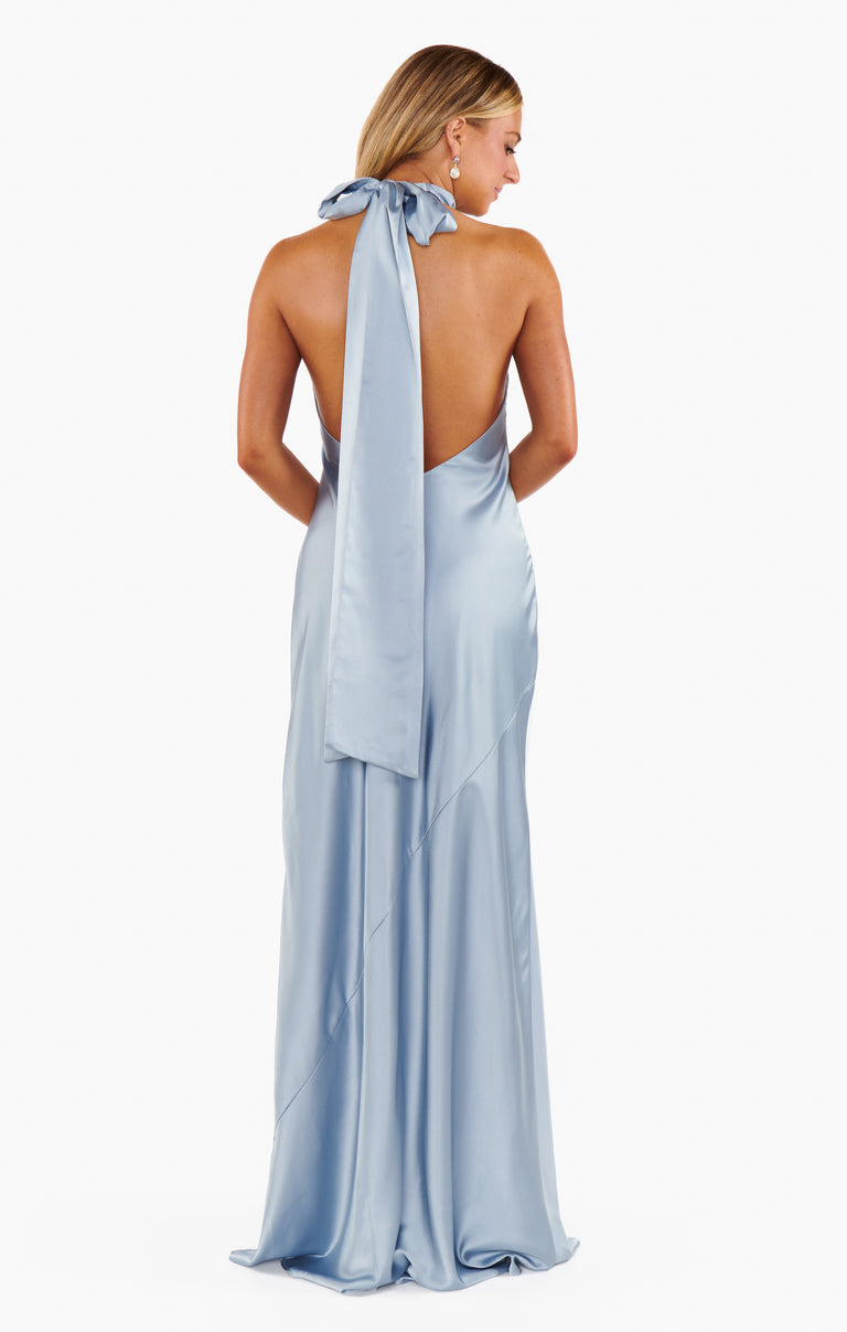 Lisa Maxi Dress, in Steel Blue Luxe Satin, Size: Medium | Show Me Your Mumu | Bridesmaid Dresses & Wedding Attendee Dress Lisa Maxi Dress, in Steel Blue Luxe Satin, Size: Medium | Show Me Your Mumu | Bridesmaid Dresses & Wedding Attendee Dress