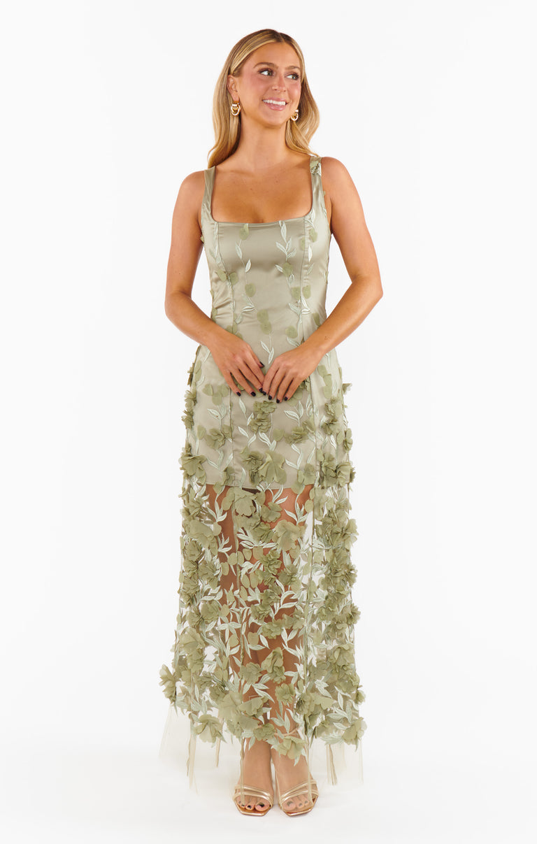 green and gold floral dress Berylove Women Light Green V Neck Pleated Maxi Dress A Line Long Sleeve  Floral Wedding Guest Dress with Slit main image 0