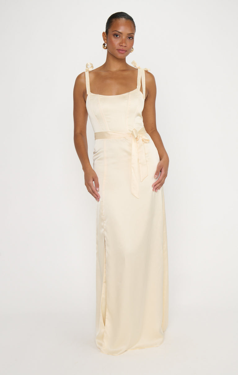 Willow Maxi Dress, in Buttercream Luxe Satin