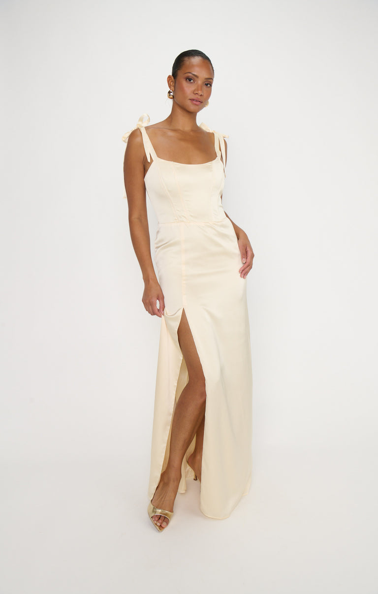 slate and willow floral midi dress Willow Maxi Dress, in Buttercream Luxe Satin