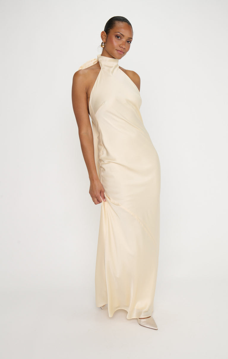 Lisa Maxi Dress ~ Ivory Luxe Satin