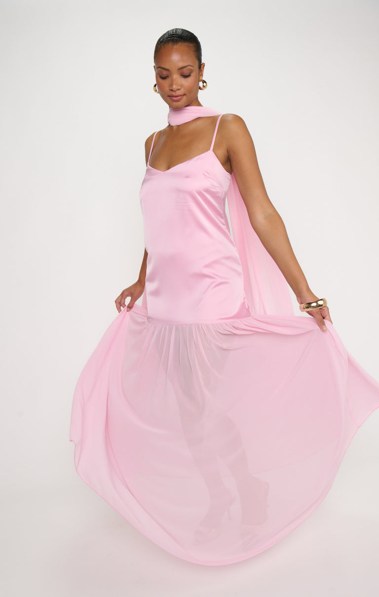 Dalia Maxi Dress ~ Light Pink Luxe Satin – Show Me Your Mumu
