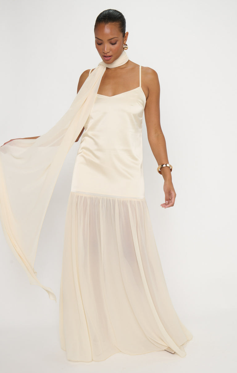show me your mumu dalia maxi dress Dalia Maxi Dress, in Buttercream Luxe Satin
