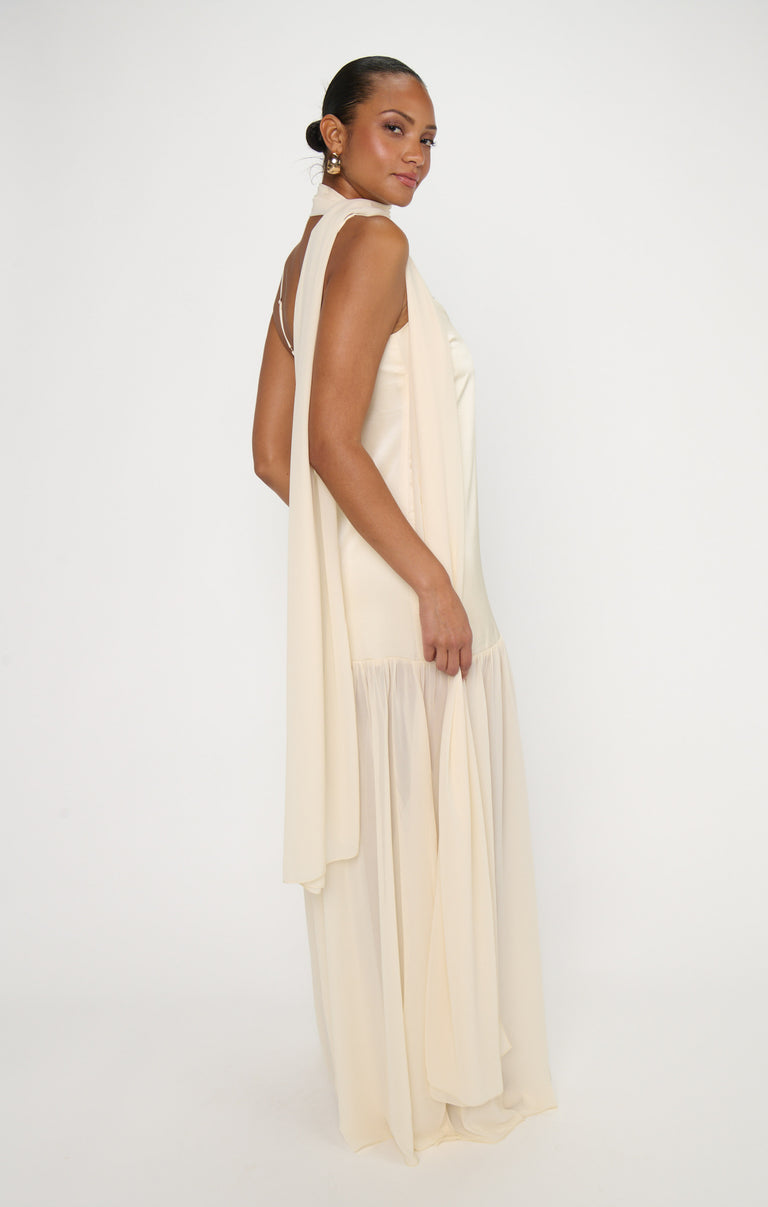 Dalia Maxi Dress, in Buttercream Luxe Satin