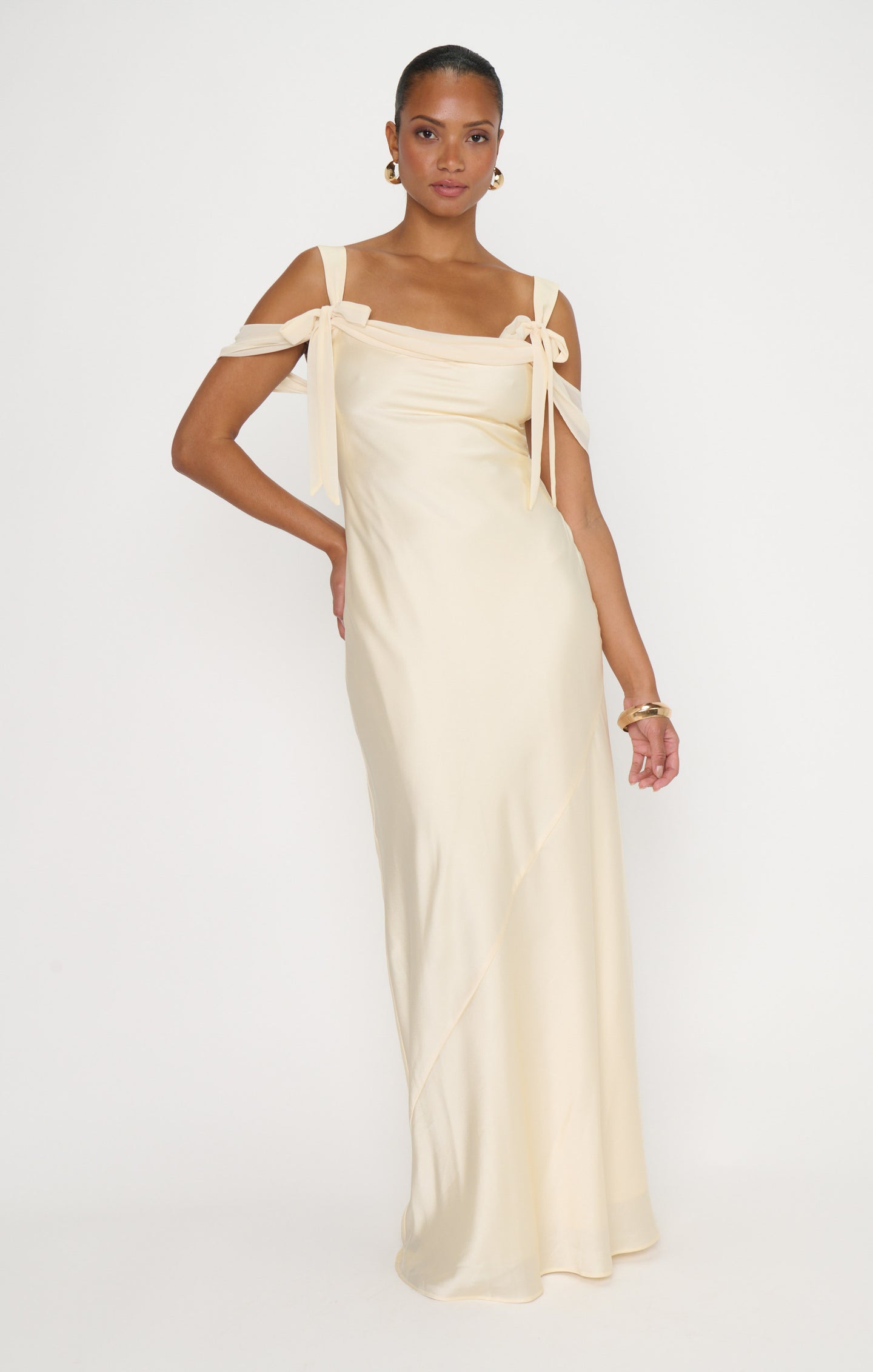 Bella Maxi Dress, in Buttercream Luxe Satin, Size: Large | Show Me Your Mumu | Bridesmaid Dresses