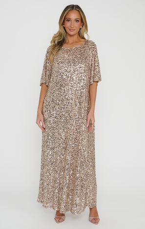 Graciella Maxi Dress ~ Gold Ritzy Relaxed Sequins