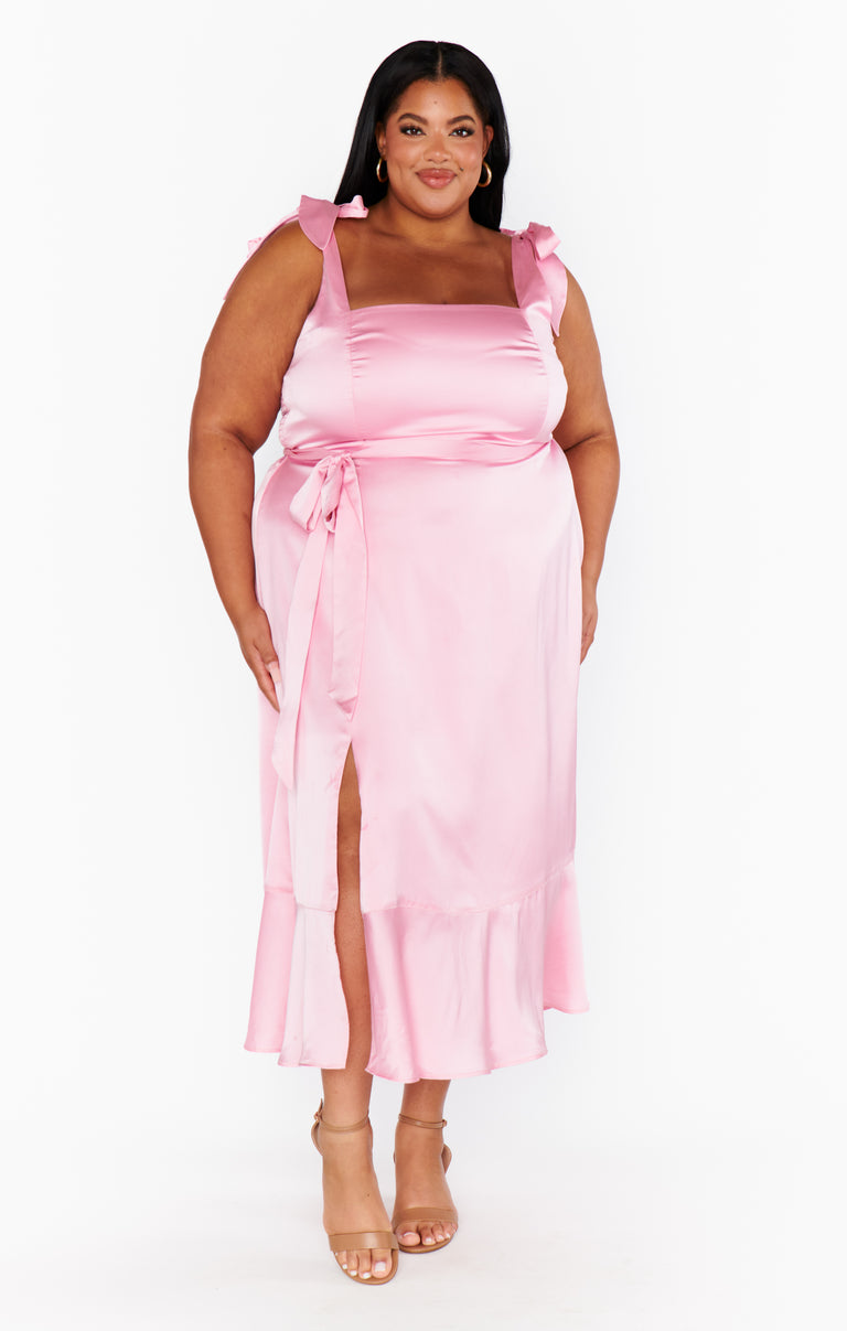 Garden Midi Dress, in Light Pink Luxe Satin, Size: XS | Show Me Your Mumu | Bridesmaid Dresses & Wedding Attendee Dress Garden Midi Dress, in Light Pink Luxe Satin, Size: XS | Show Me Your Mumu | Bridesmaid Dresses & Wedding Attendee Dress