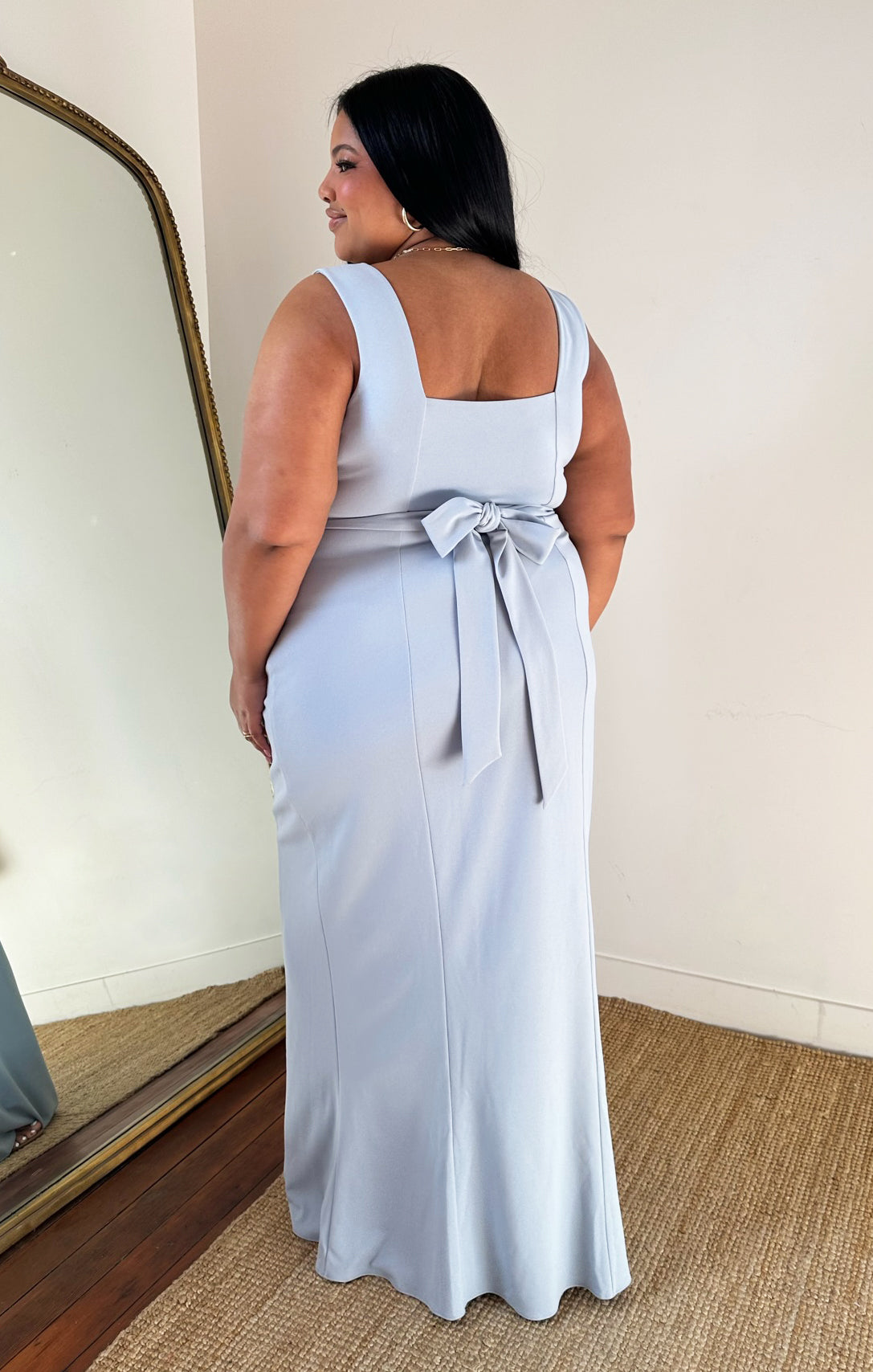 【送料&関税込】self-portrait Air Force Blue Stretch Tulle L Fluid Maxi Dress (VEWW50001C-421-MEDIUM-BLUE)