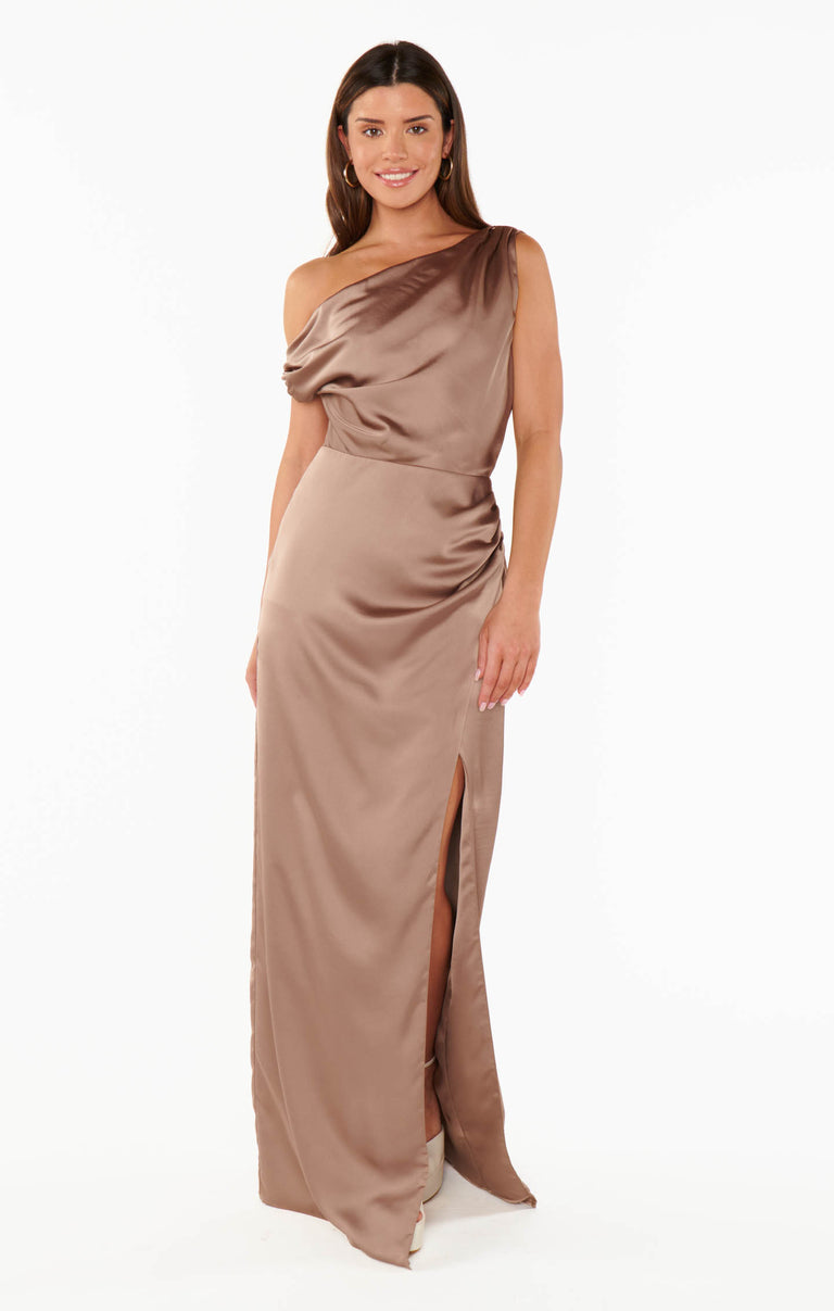 dune luxe satin bridesmaid dresses Jodie Dress, in Satin, Size: Large | Show Me Your Mumu Color:Cool blue expect consistent colors across global-updated_at-05/02/2025 09:36 Chocolate Brown Birthday Dress