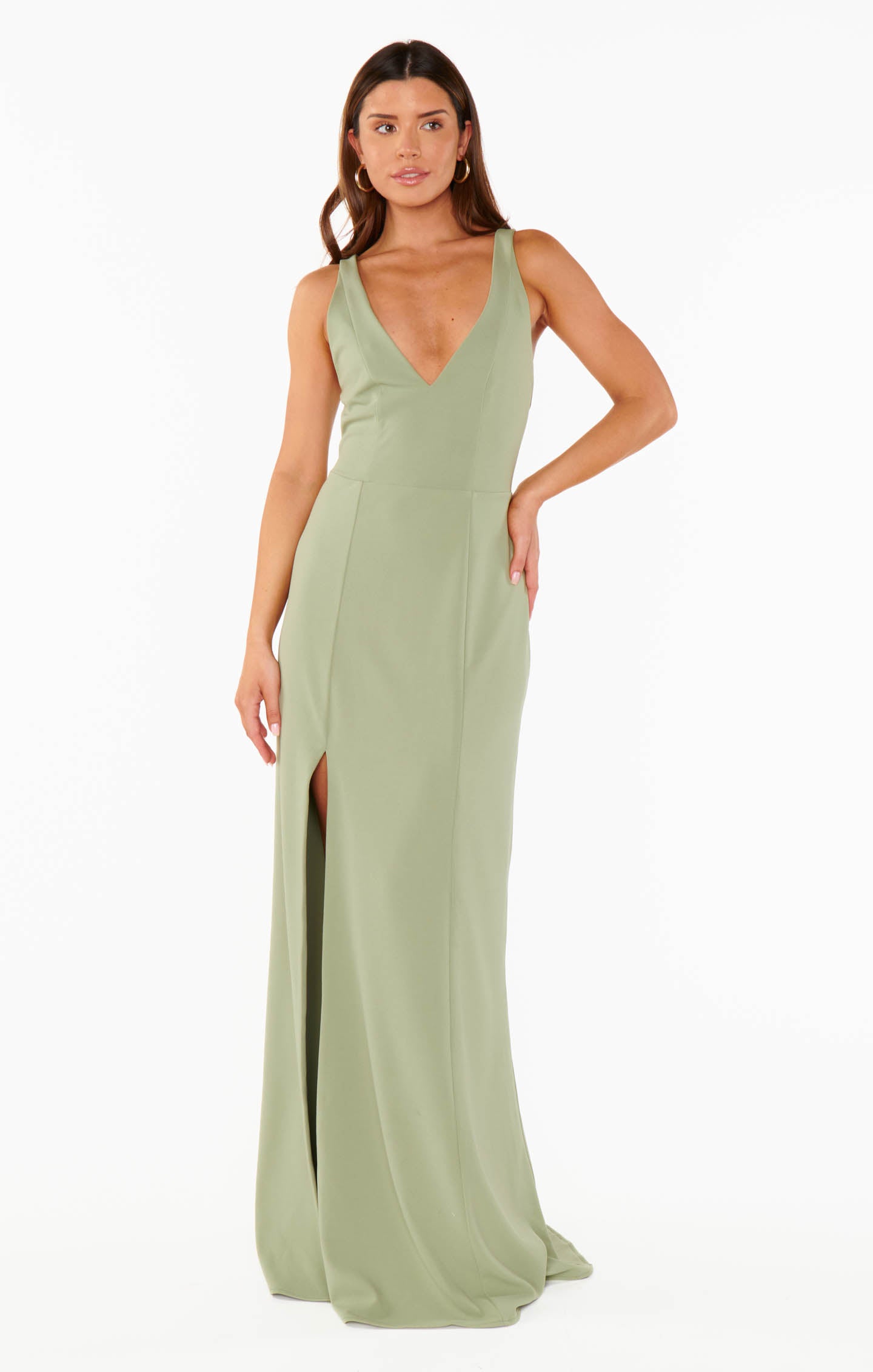Rachel Maxi Dress, in Moss Green Stretch