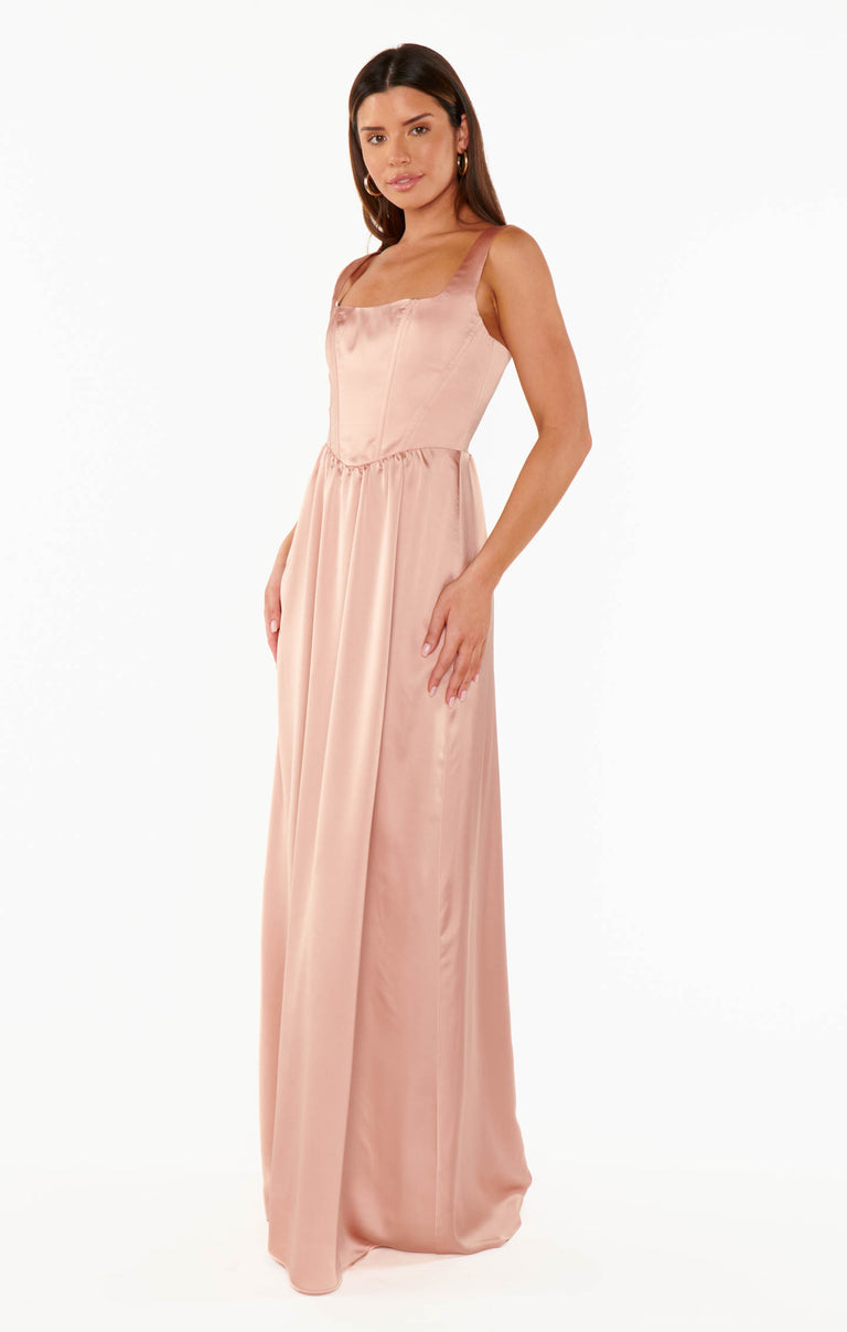 Nina Maxi Dress ~ Rose Gold Luxe Satin Show Me Your Mumu Nina Maxi Dress ~ Rose Gold Luxe Satin Show Me Your Mumu
