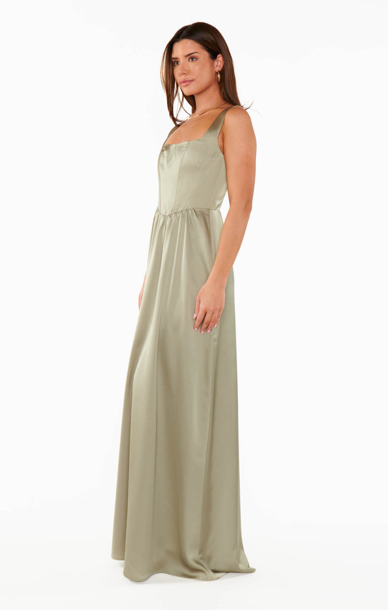 green emerald velvet dress Abigail Maxi Dress, in Moss Green Luxe Satin, Size: Medium | Show Me Your Mumu