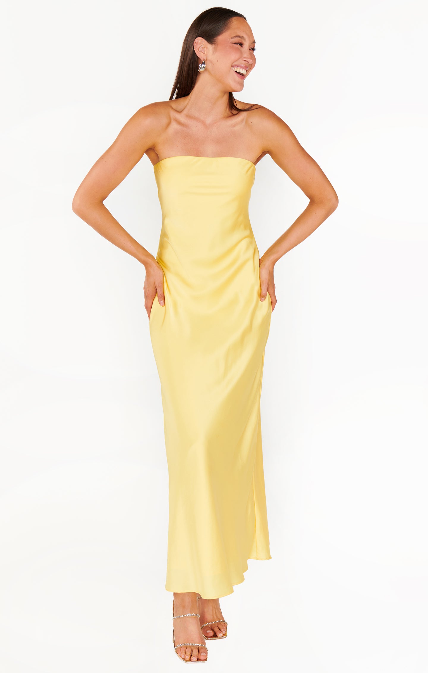 Taylor Tube Dress, in Yellow Luxe Satin, Size: Large | Show Me Your Mumu | Bridesmaid Dresses & Wedding Attendee Dress Taylor Tube Dress, in Yellow Luxe Satin, Size: Large | Show Me Your Mumu | Bridesmaid Dresses & Wedding Attendee Dress