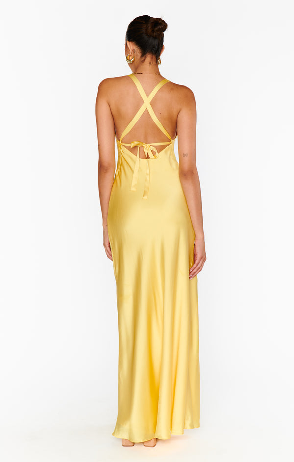 Anderson Maxi Dress ~ Yellow Luxe Satin – Show Me Your Mumu