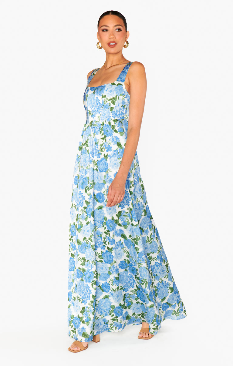 Nina Maxi Dress, in Cottage Floral Blue, Size: Xs | Show Me Your Mumu | Bridesmaid Dresses & Wedding Attendee Dress Nina Maxi Dress, in Cottage Floral Blue, Size: Xs | Show Me Your Mumu | Bridesmaid Dresses & Wedding Attendee Dress