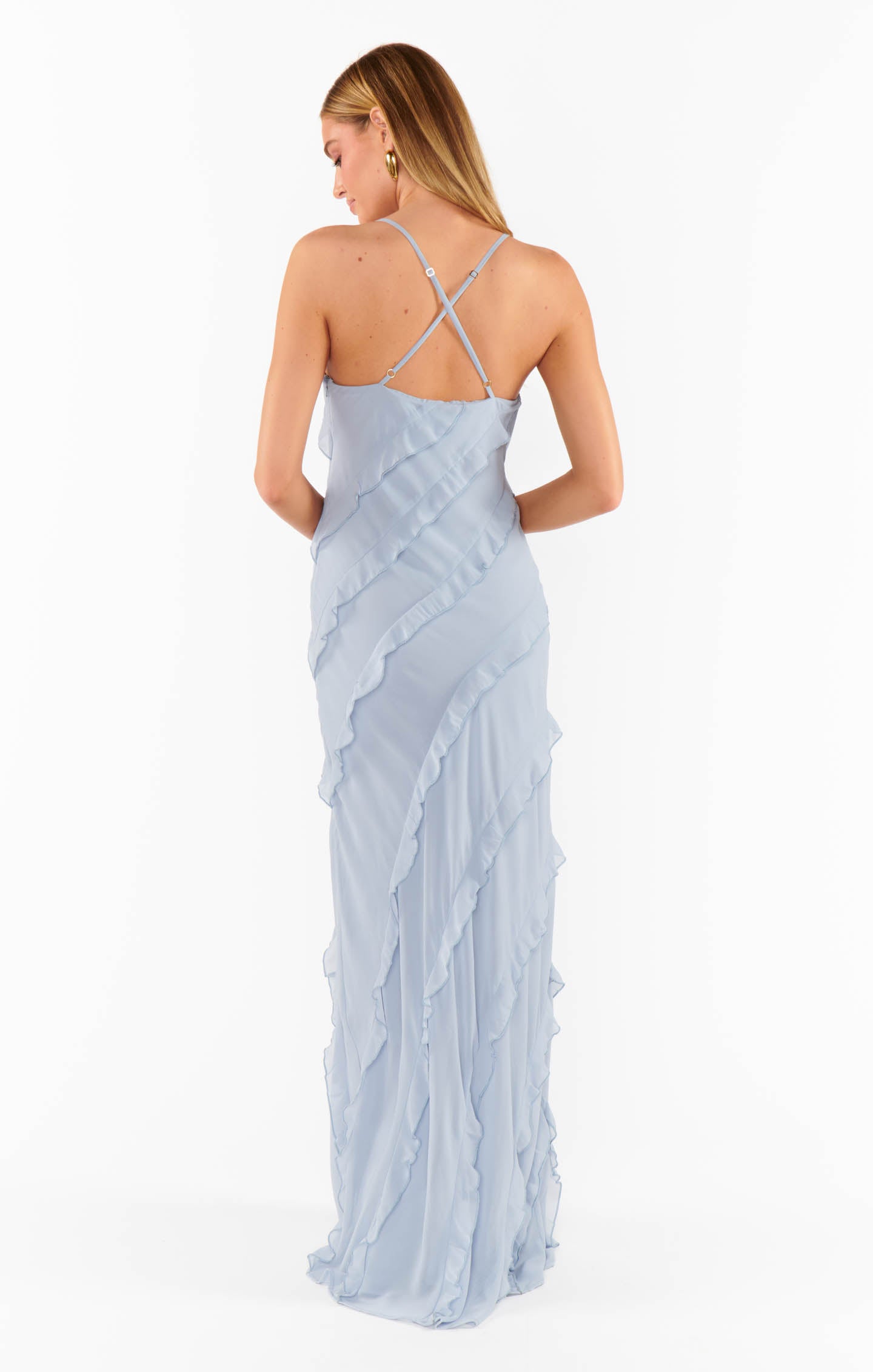 Romance Ruffle Dress, in Steel Blue Chiffon, Size: XL | Show Me Your Mumu