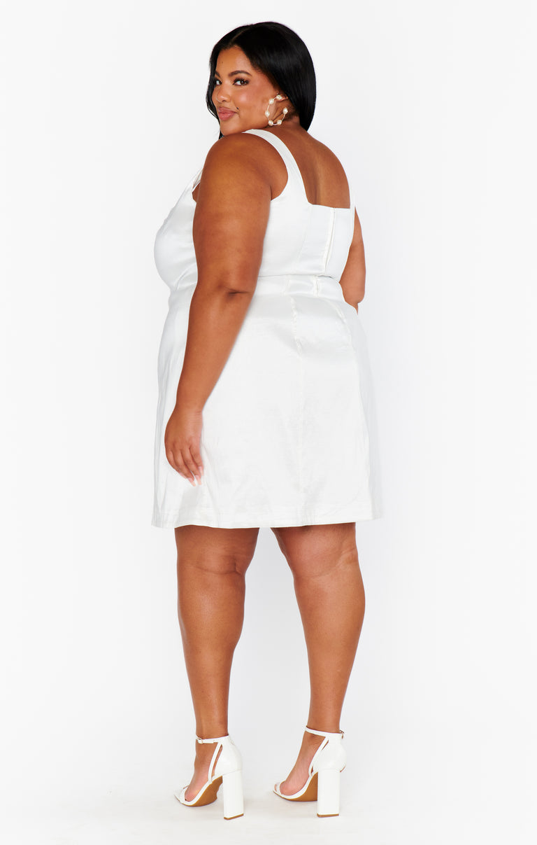 Camille Mini Dress, in White Taffeta, Size: 2XL