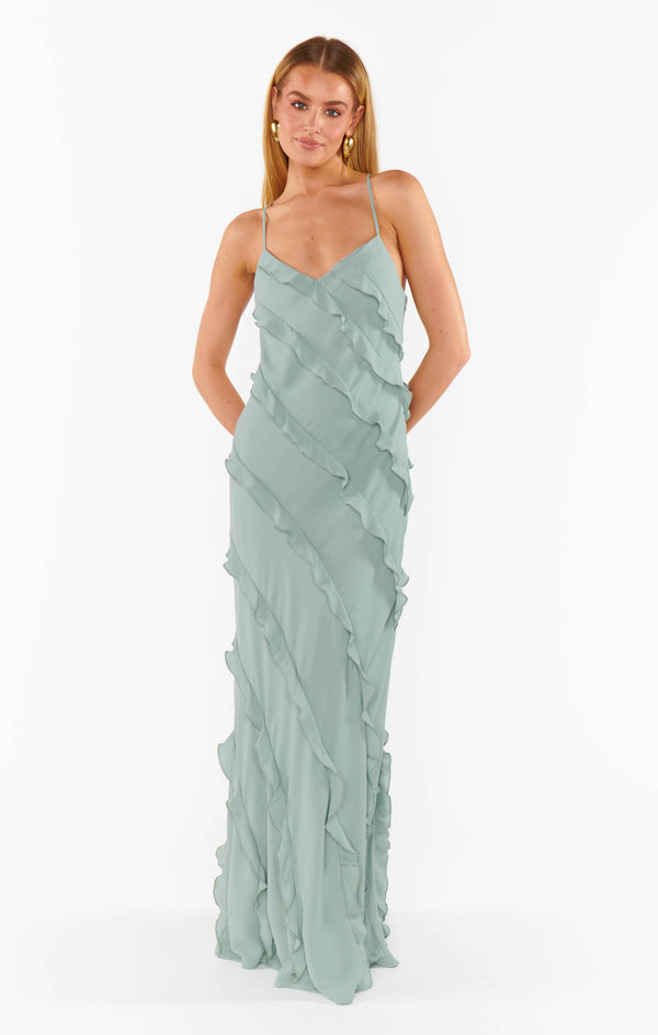 Romance Ruffle Dress ~ Silver Sage Crisp – Show Me Your Mumu