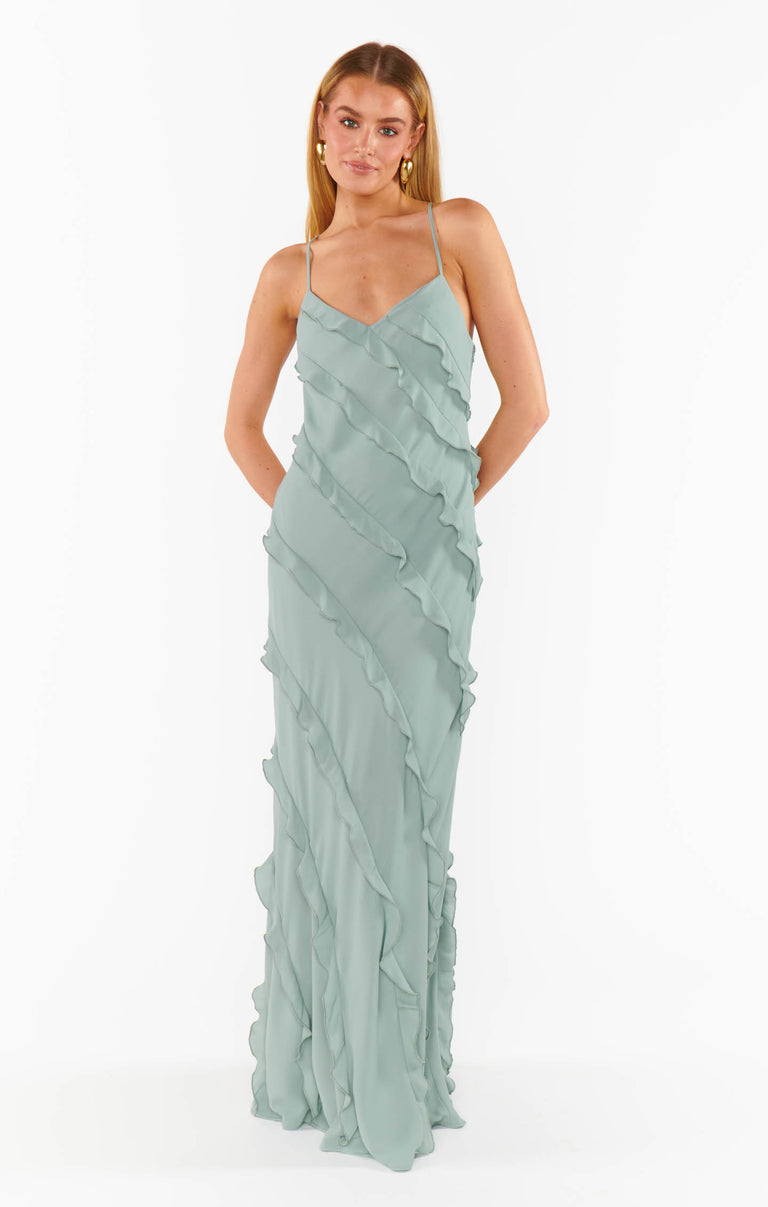 Romance Ruffle Dress ~ Silver Sage Crisp – Show Me Your Mumu