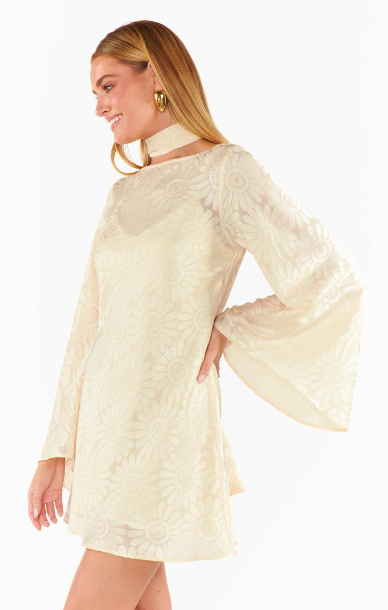 Sarah Mini Dress, in Cream Daisy Burnout