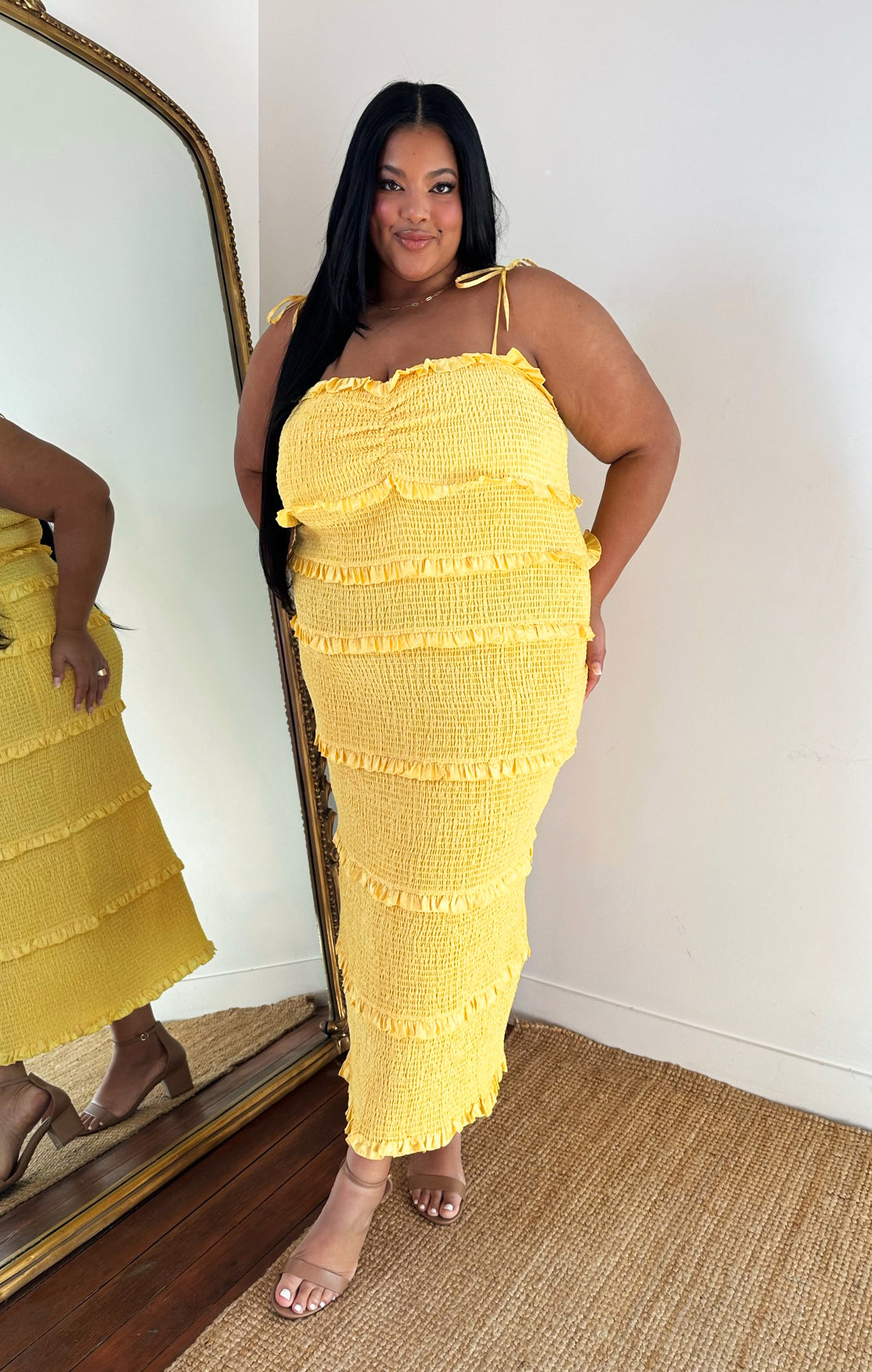 Stella Smocked Dress ~ Yellow Luxe Satin Show Me Your Mumu Stella Smocked Dress ~ Yellow Luxe Satin Show Me Your Mumu