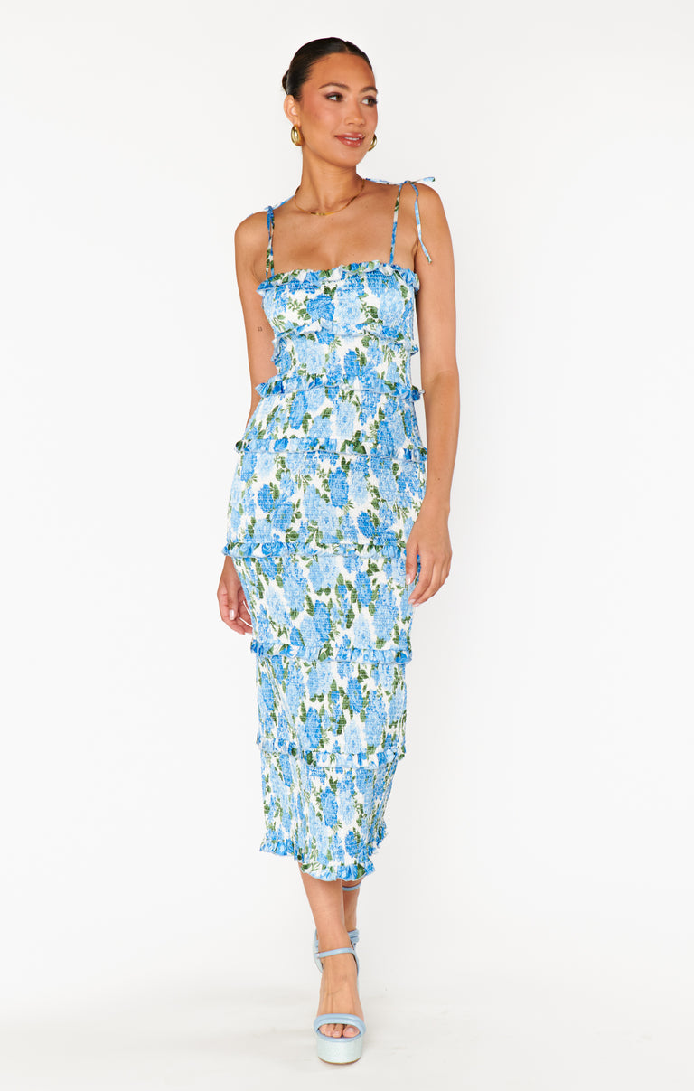 Stella Smocked Dress ~ Cottage Floral Blue Show Me Your Mumu Stella Smocked Dress ~ Cottage Floral Blue Show Me Your Mumu