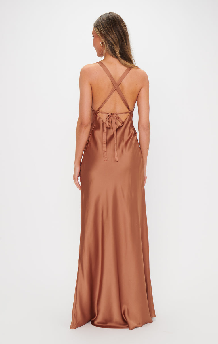 Anderson Maxi Dress, in Copper Luxe Satin, Size: XL | Show Me Your Mumu