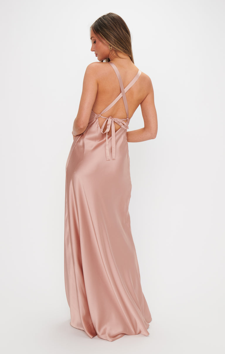 Anderson Maxi Dress ~ Rose Gold Luxe Satin – Show Me Your Mumu