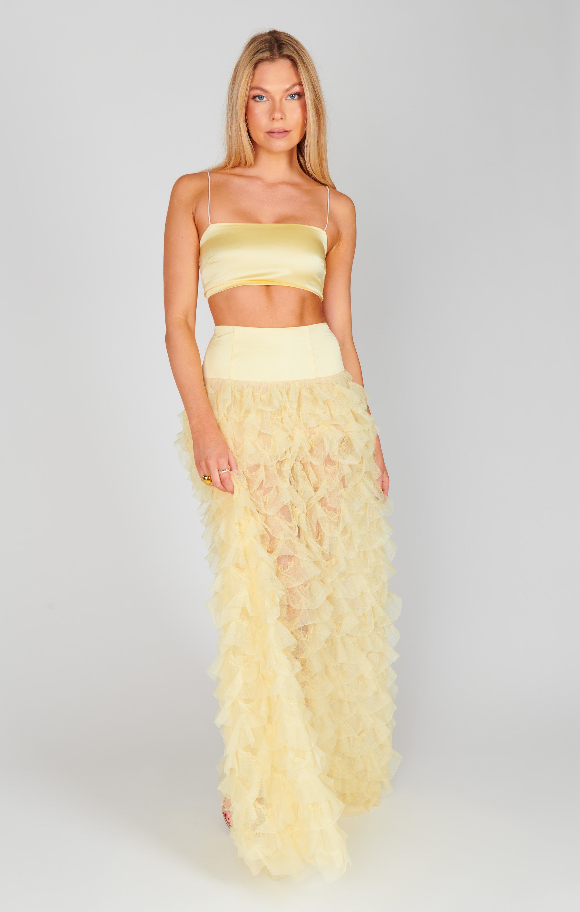Meet Me at Midnight Skirt ~ Pale Yellow Ruffle Tulle – Show Me
