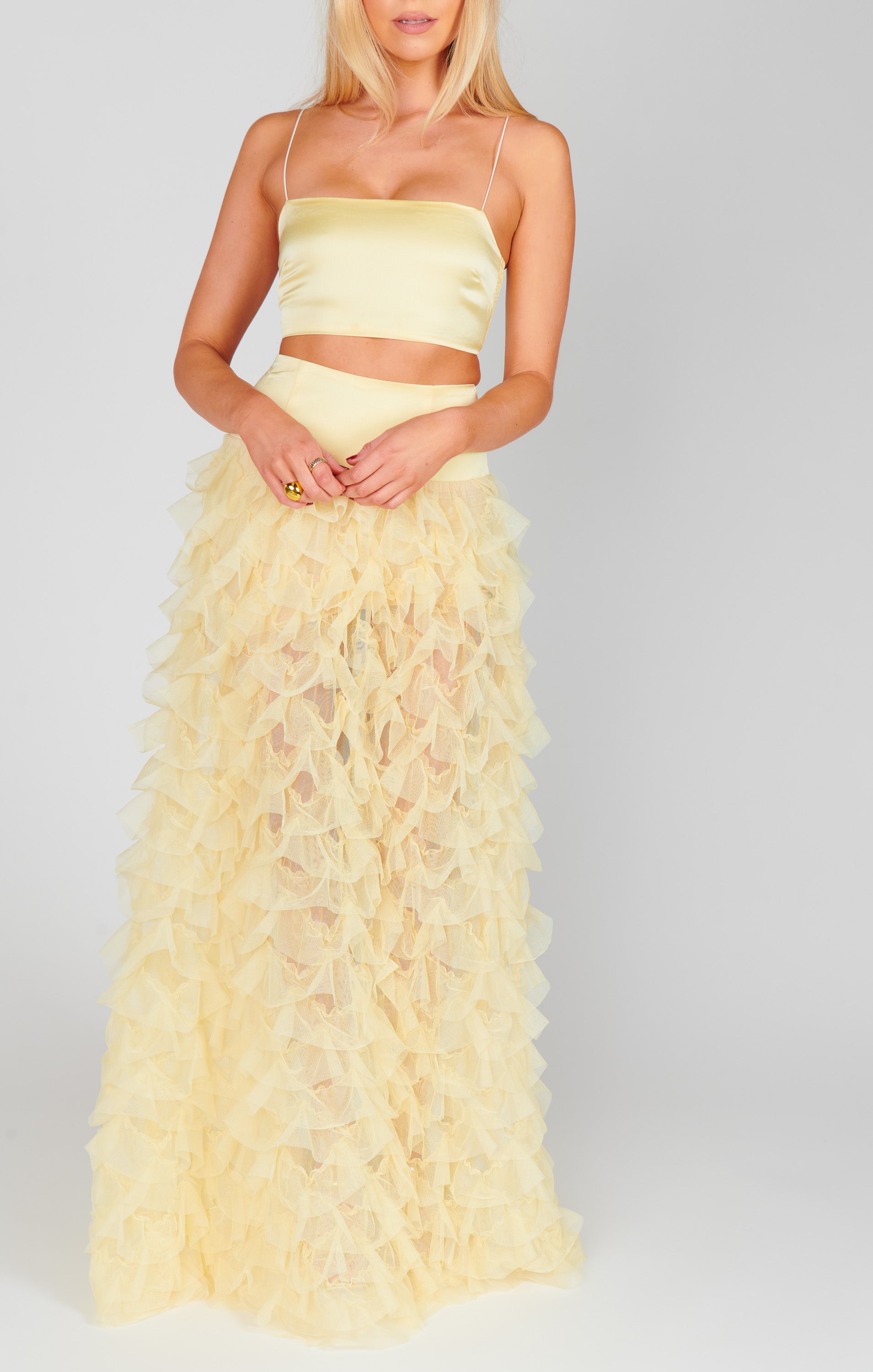 Meet Me at Midnight Skirt ~ Pale Yellow Ruffle Tulle – Show Me