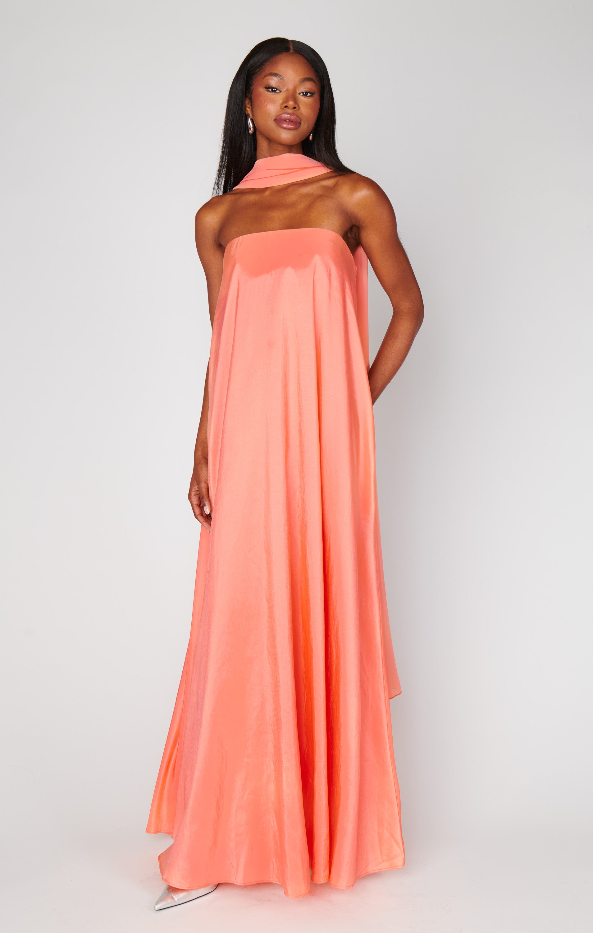 cantaloupe bridesmaid dresses Vintage Short Casual Simple Long Sleeve A-line Tea-length Plunging Neckline Satin Wedding Dress, Diamond White / 6