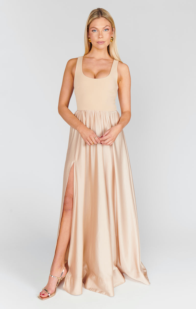 Harper Maxi Dress, in Champagne Luxe Satin | Show Me Your Mumu | Bridesmaid Dresses & Wedding Attendee Dress Harper Maxi Dress, in Champagne Luxe Satin | Show Me Your Mumu | Bridesmaid Dresses & Wedding Attendee Dress