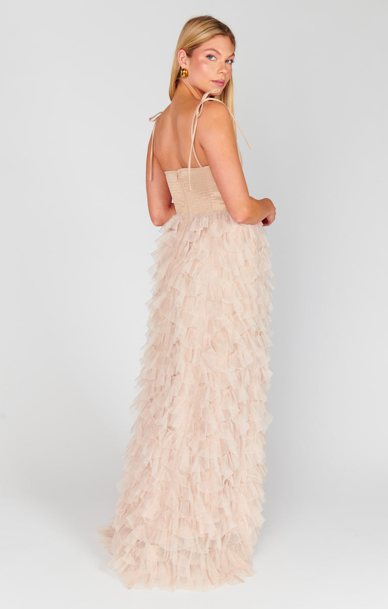 Francesca Maxi Dress, in Champagne Tulle Ruffle, Size: Large | Show Me Your Mumu | Bridesmaid Dresses & Wedding Attendee Dress Francesca Maxi Dress, in Champagne Tulle Ruffle, Size: Large | Show Me Your Mumu | Bridesmaid Dresses & Wedding Attendee Dress