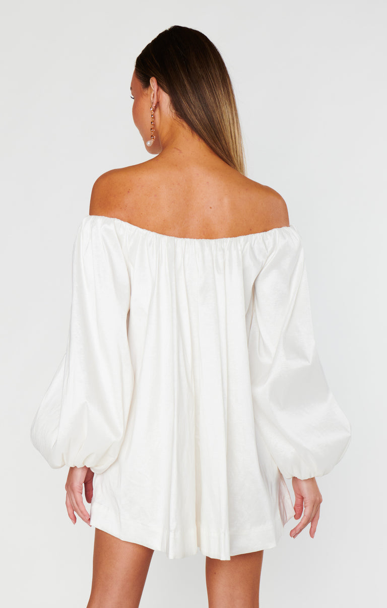 white mini dresses with sleeves Brenna Mini Dress ~ White Taffeta – Show Me Your Mumu