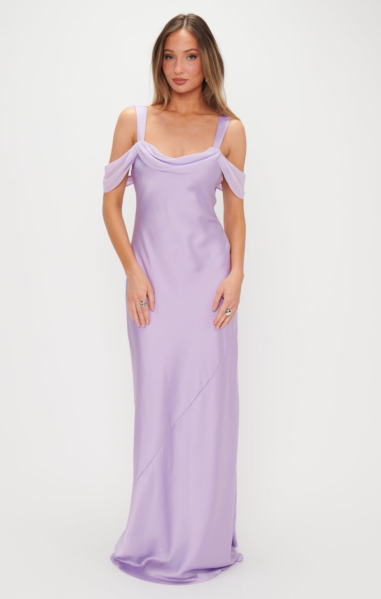 Bella Maxi Dress, in Lavender Luxe Satin, Size: 2XL | Show Me Your Mumu