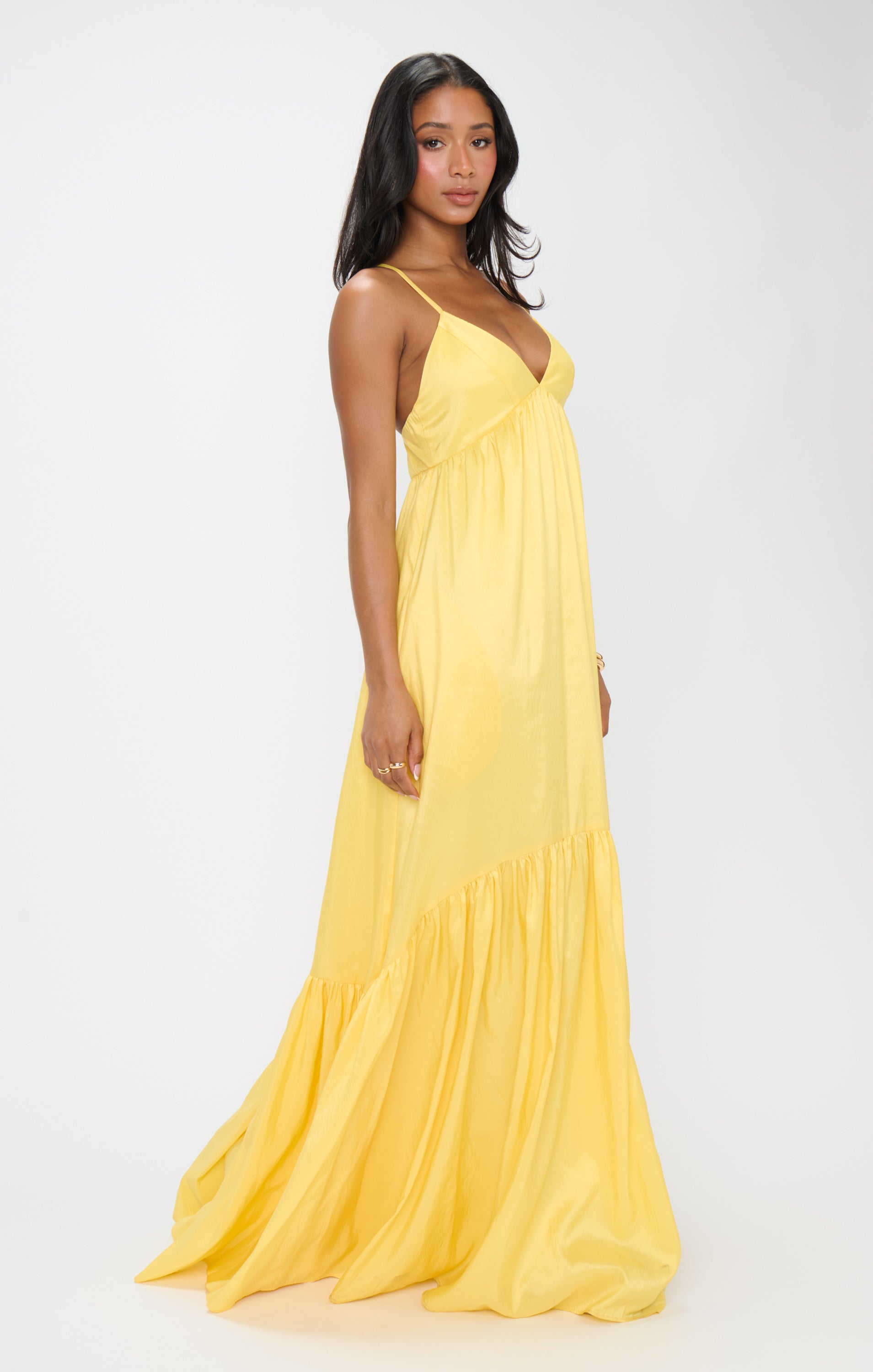 Corrine Maxi Dress, in Yellow Light Taffeta, Size: Medium | Show Me Your Mumu
