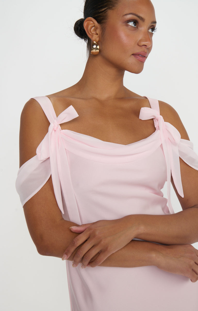 bella maxi dress show me your mumu Bella Maxi Dress, in Powder Pink Luxe Satin, Size: Small | Show Me Your Mumu