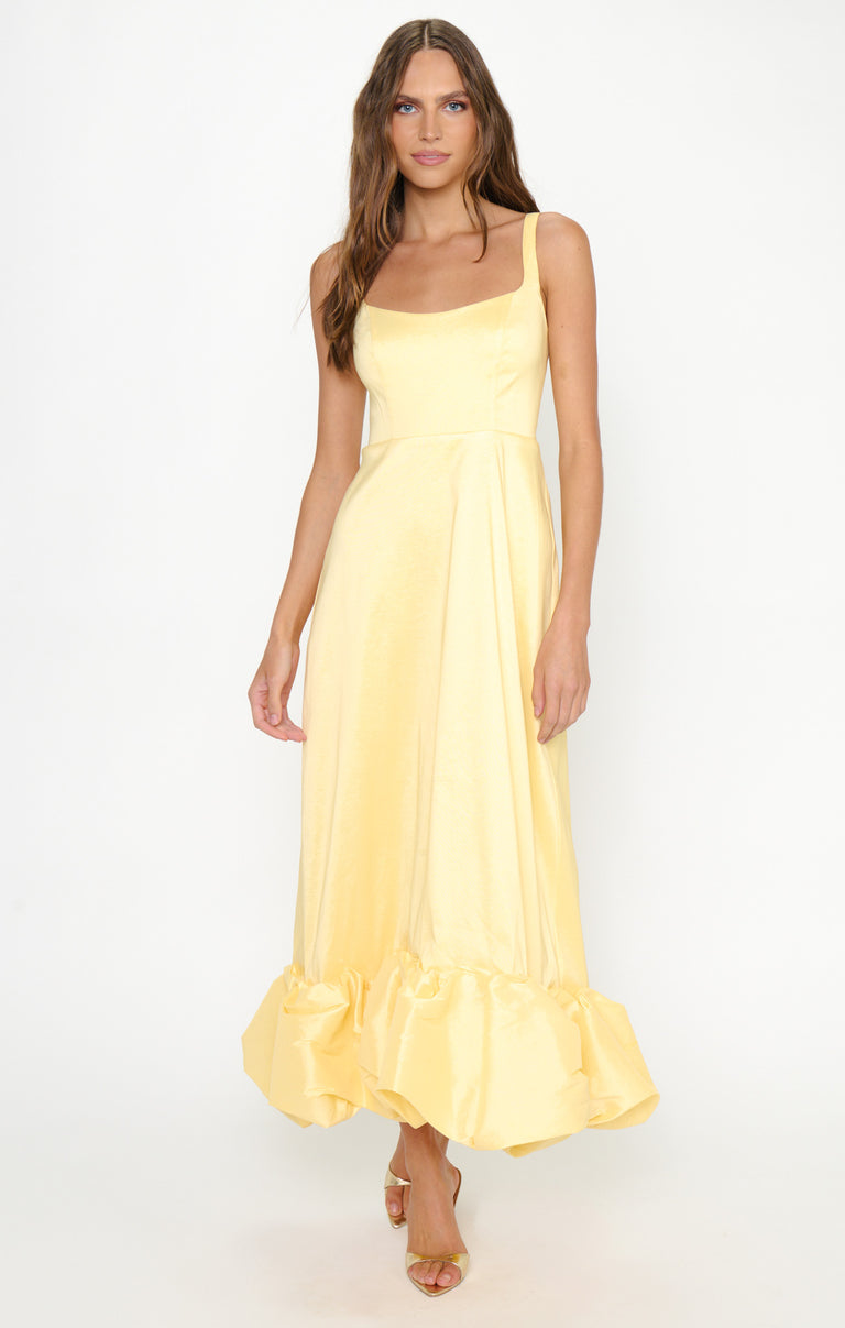 Rebecca Midi Dress, in Pale Yellow Taffeta, Size: Medium | Show Me Your Mumu | Bridesmaid Dresses & Wedding Attendee Dress Rebecca Midi Dress, in Pale Yellow Taffeta, Size: Medium | Show Me Your Mumu | Bridesmaid Dresses & Wedding Attendee Dress