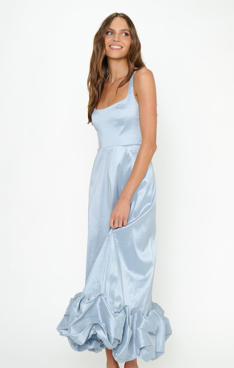 Rebecca Midi Dress, in Steel Blue Taffeta, Size: XS | Show Me Your Mumu