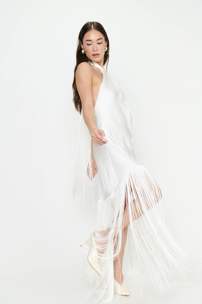 Show Me Your Mumu x REVOLVE Jasmine Fringe Maxi Dress in Ivory