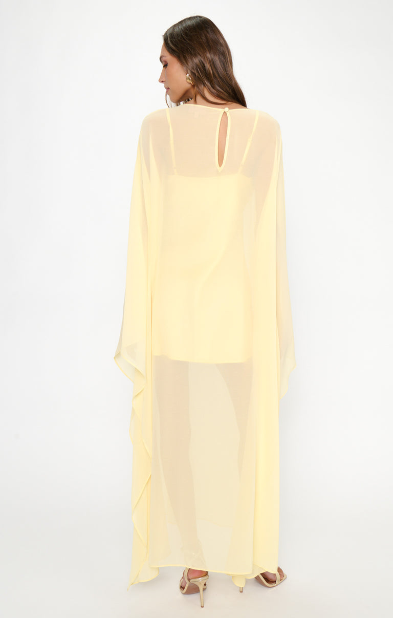 religion olsen maxi dress Olsen Maxi Dress, in Pale Yellow Chiffon, Size: Small | Show Me Your Mumu