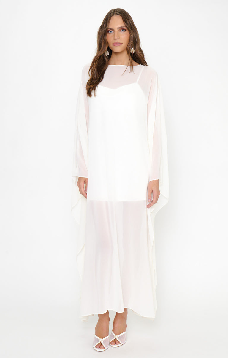 sheer bottom maxi dress Olsen Maxi Dress, in Wedding Cake Chiffon, Size: Medium