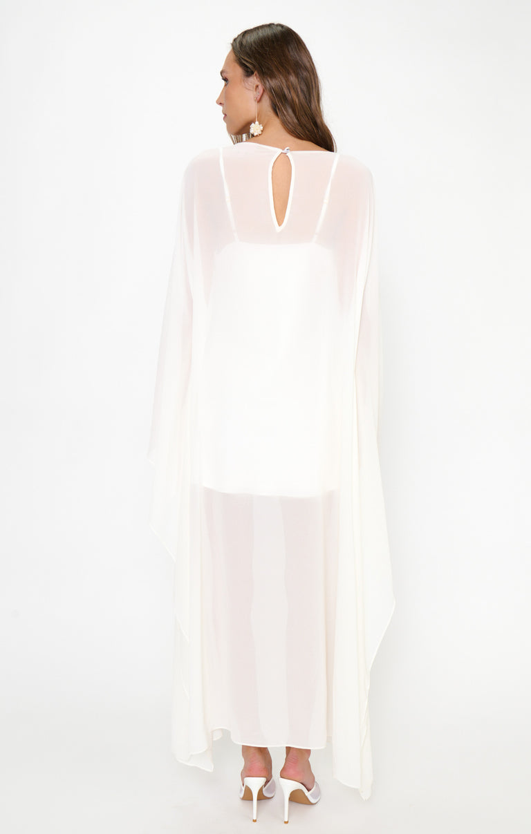 sachin and babi light blue dress DB Studio Long Billow Sleeve Chiffon A-Line Wedding Dress in Ivory | Size: 30W main image 1