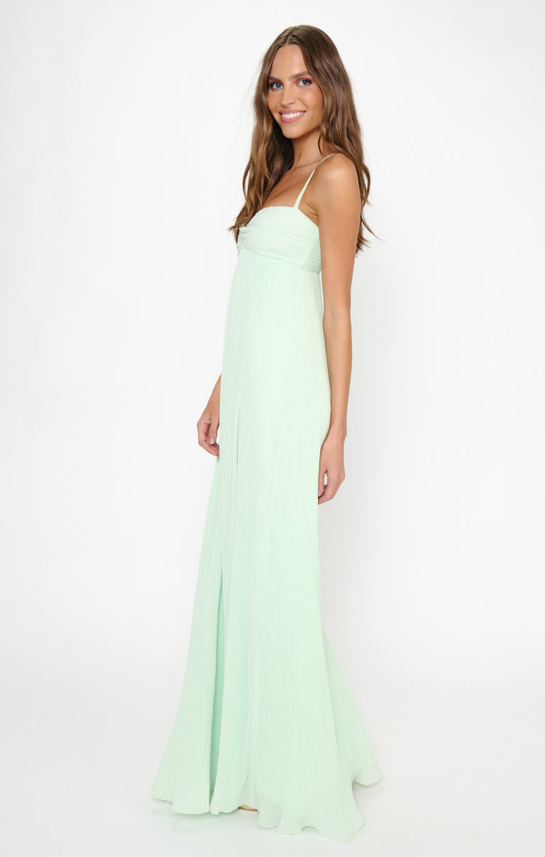 Libby Maxi Dress ~ Pale Yellow Pleated Chiffon