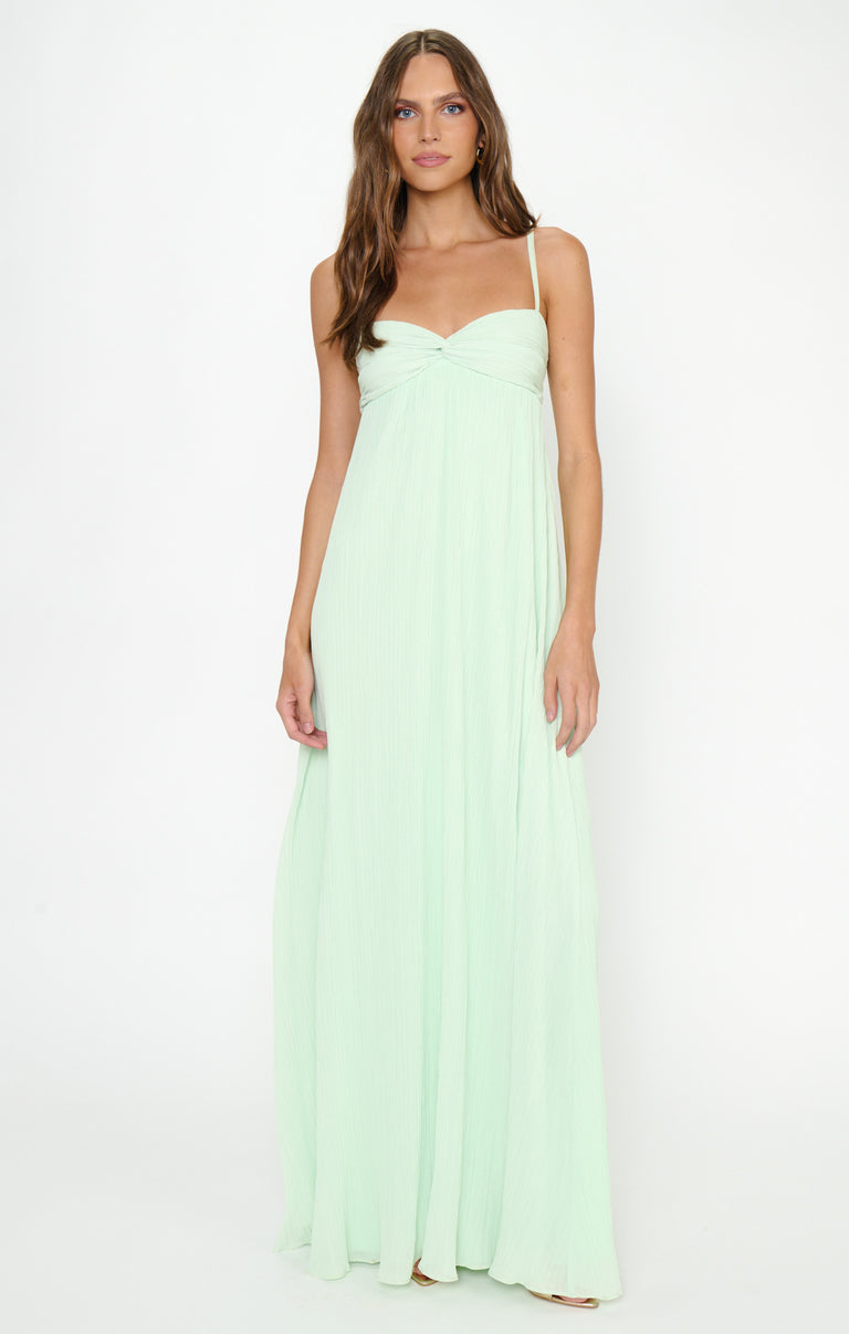 Libby Maxi Dress ~ Pale Yellow Pleated Chiffon